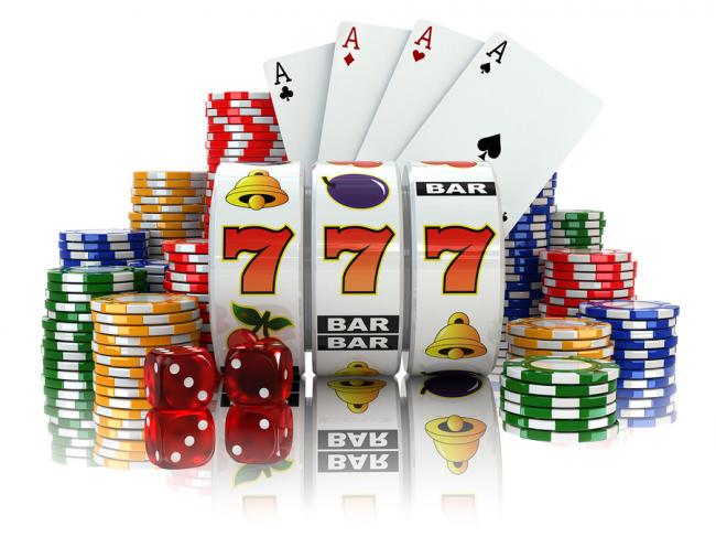 casino slots, chips, dice and cards